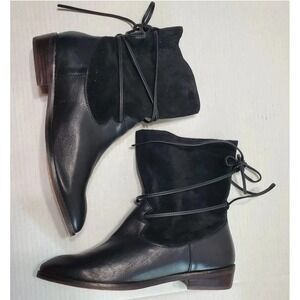Latigo Pogo Black Suede Leather Ankle Boots Women's Size‎ 8 Garnet Hill